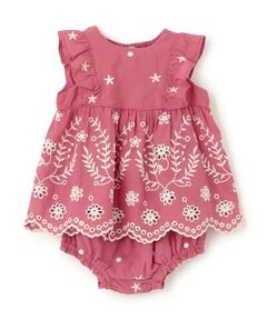 petit main / プティマイン ベビー・キッズウエア | 【リンク】インド綿 レース刺しゅうセットアップ(ベビー)