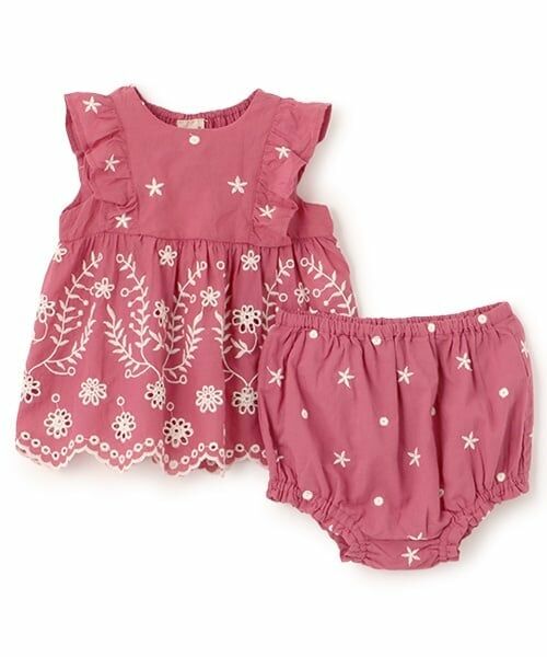 petit main / プティマイン ベビー・キッズウエア | 【リンク】インド綿 レース刺しゅうセットアップ(ベビー) | 詳細5