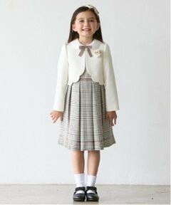 petit main / プティマイン セットアップ | チェックOP＋スカラップジャケットセット