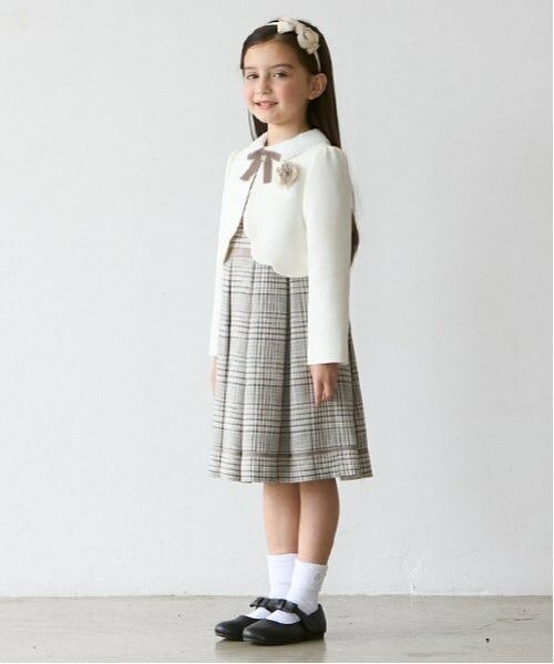 petit main / プティマイン セットアップ | チェックOP+スカラップジャケットセット | 詳細1