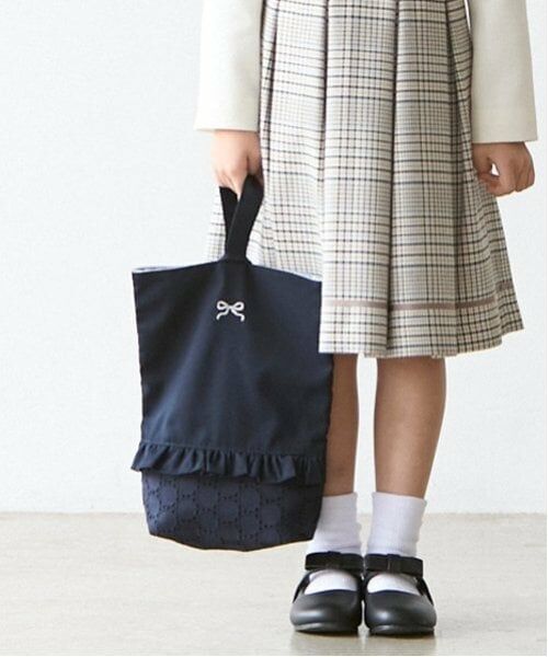 petit main / プティマイン インテリア・生活雑貨・ホビー・ステーショナリー | フリルシューズバッグ（紺）