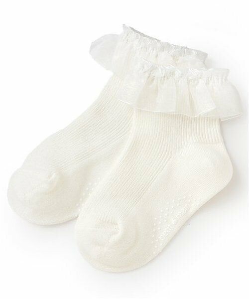 petit main / プティマイン ソックス | シースルーフリルソックス（オフ ホワイト）