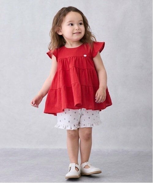 petit main / プティマイン ショート・ハーフ・半端丈パンツ | 【プティプラ】フリルショートパンツ（アイボリー）