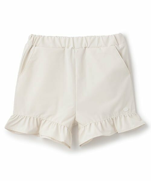 petit main / プティマイン ショート・ハーフ・半端丈パンツ | 【水陸両用】フリルショートパンツ（ECRU(キナリ)）