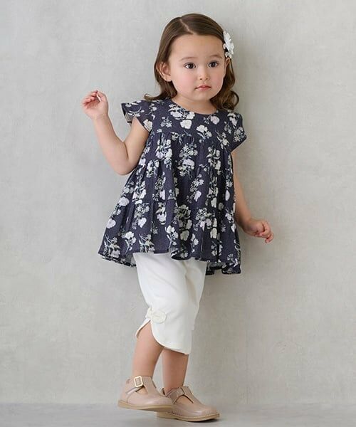 petit main / プティマイン その他パンツ | 【スマイルシリーズ】サイドリボン7分丈パンツ（アイボリー）