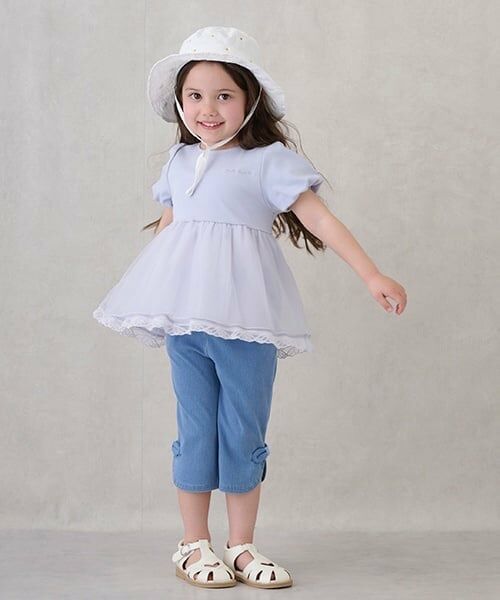 petit main / プティマイン その他パンツ | 【スマイルシリーズ】サイドリボン7分丈パンツ（ブルー）