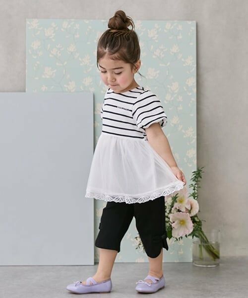 petit main / プティマイン その他パンツ | 【スマイルシリーズ】サイドリボン7分丈パンツ | 詳細1