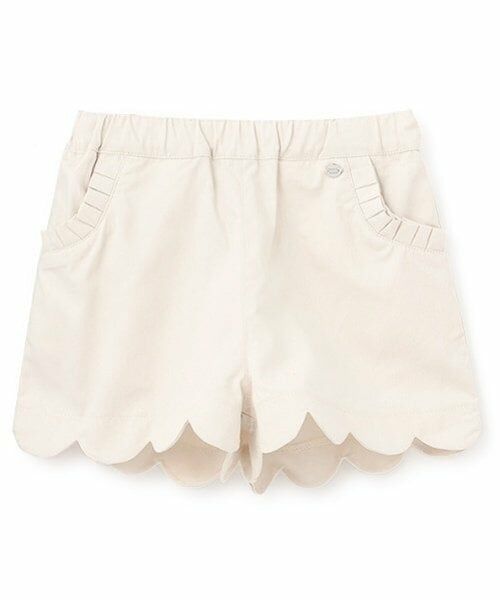 petit main / プティマイン ショート・ハーフ・半端丈パンツ | 【リンク】スカラップショートパンツ(キッズ)（ECRU(キナリ)）