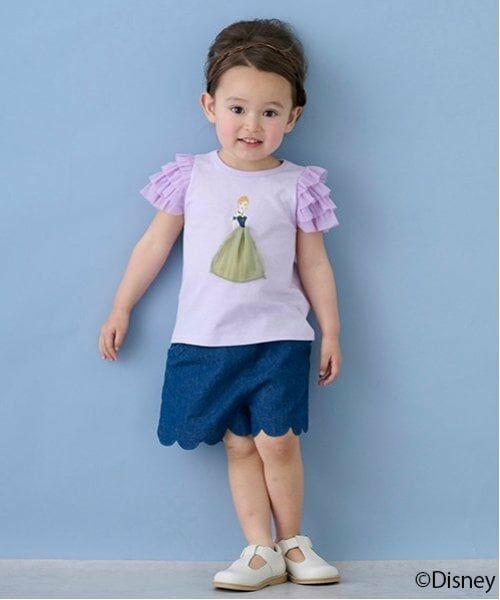 petit main / プティマイン ショート・ハーフ・半端丈パンツ | 【リンク】スカラップショートパンツ(キッズ)（ブルー）