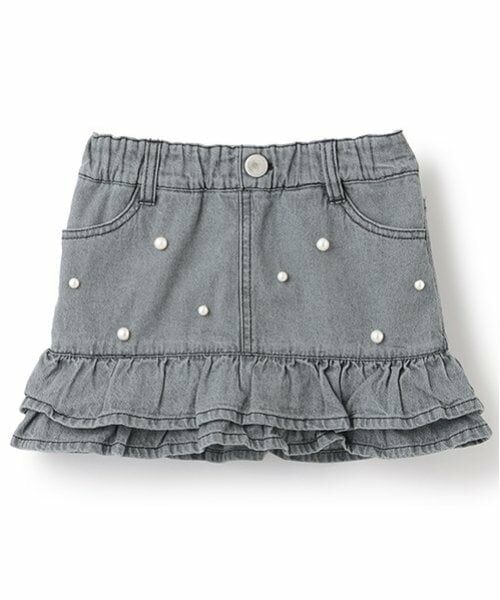 petit main / プティマイン ミニ・ひざ丈スカート | 【リンク】パールデニムスカパン(キッズ)（グレー）