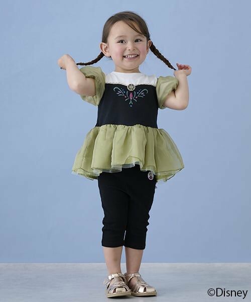 petit main / プティマイン その他パンツ | 【Disney】バックフリル7分丈レギンス（黒）