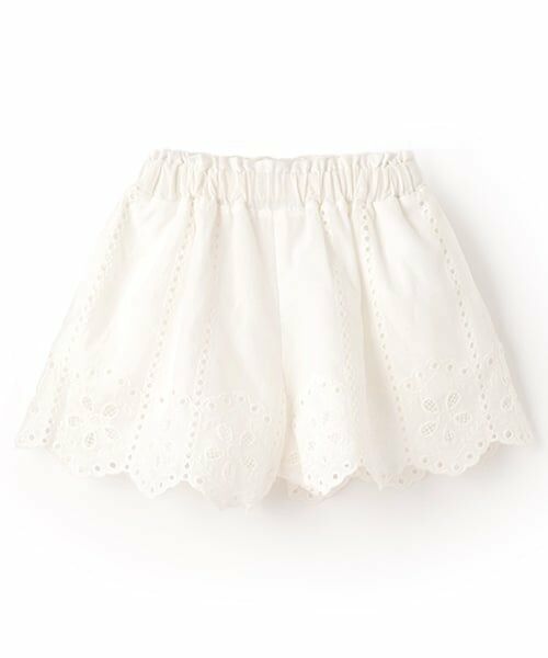 petit main / プティマイン ショート・ハーフ・半端丈パンツ | 【リンク】レースキュロット(キッズ)（オフ ホワイト）
