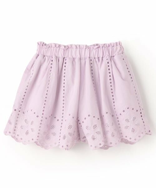petit main / プティマイン ショート・ハーフ・半端丈パンツ | 【リンク】レースキュロット(キッズ)（ラベンダー）