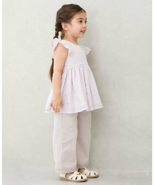 petit main / プティマイン その他パンツ | 【リンク】サイドレースワイドパンツ(キッズ) | 詳細1