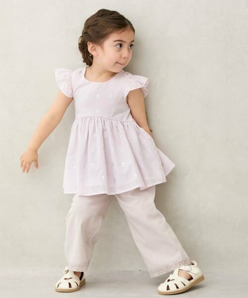 petit main / プティマイン その他パンツ | 【リンク】サイドレースワイドパンツ(キッズ) | 詳細3