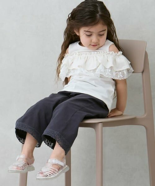 petit main / プティマイン その他パンツ | 【リンク】サイドレースワイドパンツ(キッズ) | 詳細4