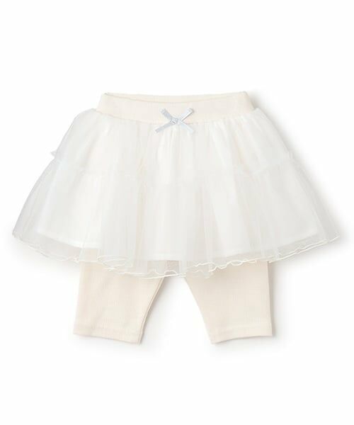 petit main / プティマイン ミニ・ひざ丈スカート | 【接触冷感】5分丈レギつきチュールSK(アイボリー)