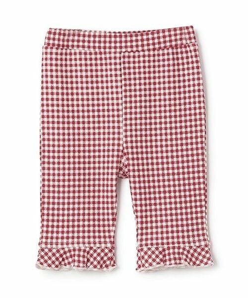 petit main / プティマイン その他パンツ | 【冷感/防汚】7分丈チェックフリルパンツ（赤）