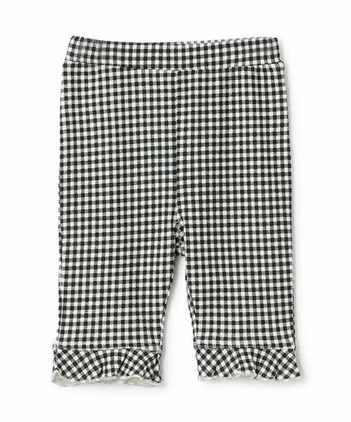 petit main / プティマイン その他パンツ | 【冷感/防汚】7分丈チェックフリルパンツ（黒）