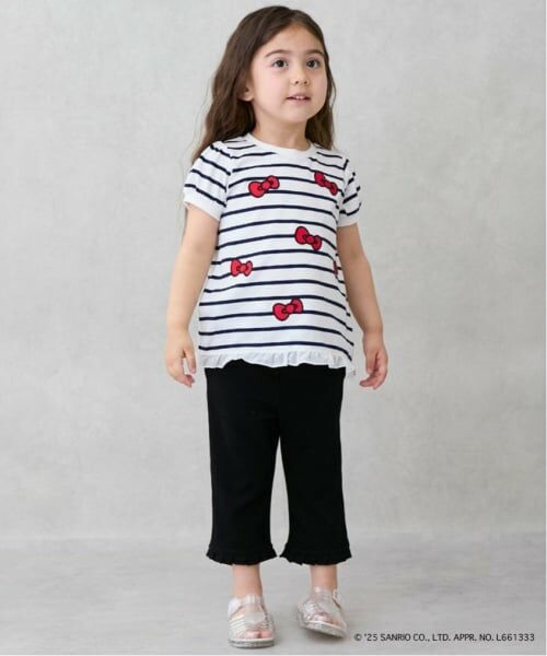 petit main / プティマイン その他パンツ | 【接触冷感】7分丈タックフリルパンツ(黒)