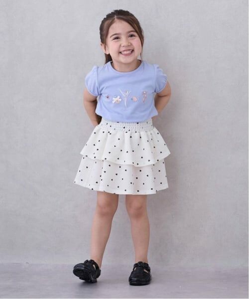 petit main / プティマイン ミニ・ひざ丈スカート | 【GOODPRICE】柄フリルスカート（アイボリー）