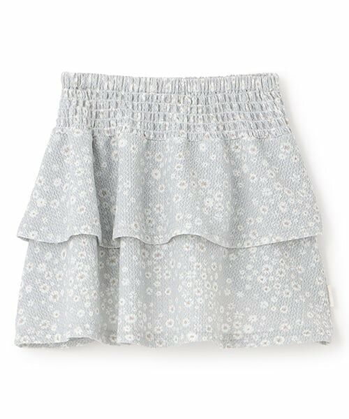 petit main / プティマイン ミニ・ひざ丈スカート | 【GOODPRICE】柄フリルスカート（グレー）