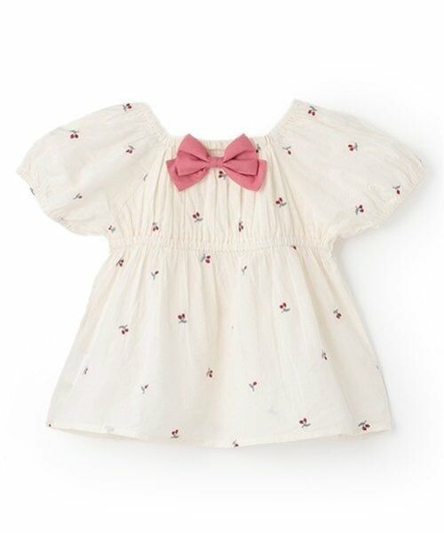 petit main / プティマイン シャツ・ブラウス | チェリー刺しゅうパフブラウス | 詳細5