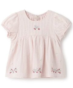 petit main / プティマイン Tシャツ | 【リンク】いちご刺しゅうパフチュニック(キッズ)