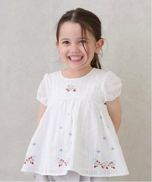 petit main / プティマイン Tシャツ | 【リンク】いちご刺しゅうパフチュニック(キッズ) | 詳細4