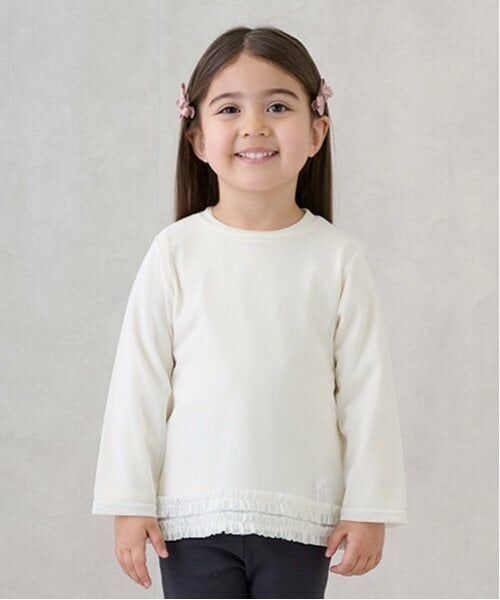 petit main / プティマイン Tシャツ | シアーレイヤード長袖T（オフ ホワイト）