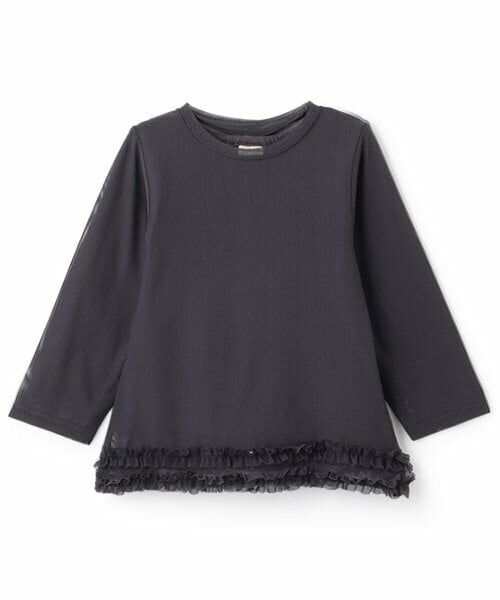petit main / プティマイン Tシャツ | シアーレイヤード長袖T（チャコール）