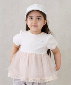 petit main / プティマイン Tシャツ | 【リンク】シアーペプラムドッキングT(キッズ)