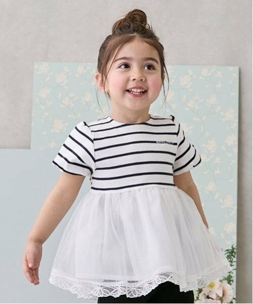 petit main / プティマイン Tシャツ | 【リンク】シアーペプラムドッキングT(キッズ) | 詳細2