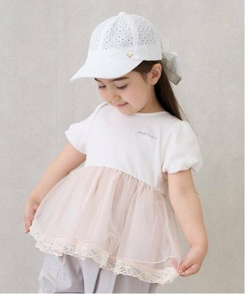 petit main / プティマイン Tシャツ | 【リンク】シアーペプラムドッキングT(キッズ) | 詳細4