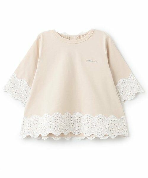 petit main / プティマイン Tシャツ | 【リンク】レースAラインTシャツ(キッズ)（薄ベージュ）