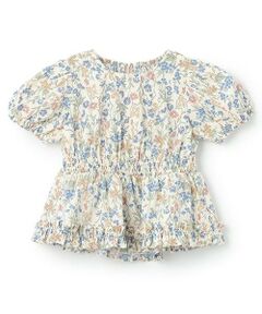 petit main / プティマイン Tシャツ | 【リンク】パフスリーブ柄チュニック(キッズ)