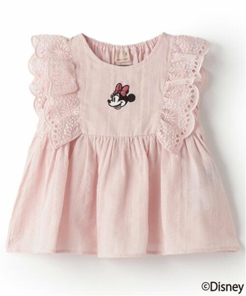petit main / プティマイン Tシャツ | 【Disney】ミニー/フリルチュニック（ライト ピンク）