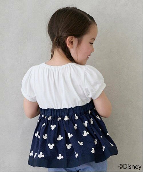 petit main / プティマイン Tシャツ | 【Disney】総柄ドッキングパフT | 詳細4