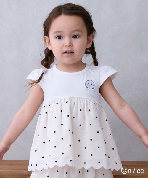 petit main / プティマイン Tシャツ | 【ちいかわ】ドッキングカットチュニック（アイボリー）