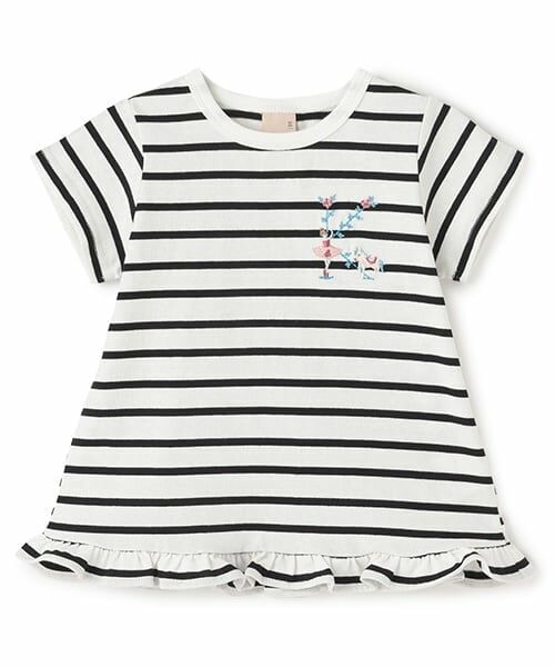 petit main / プティマイン Tシャツ | 【プティプラ】アルファベットTシャツ（黒）