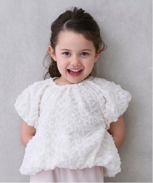 petit main / プティマイン シャツ・ブラウス | 【リンク】ジャガードバルーンブラウス(キッズ)（アイボリー）