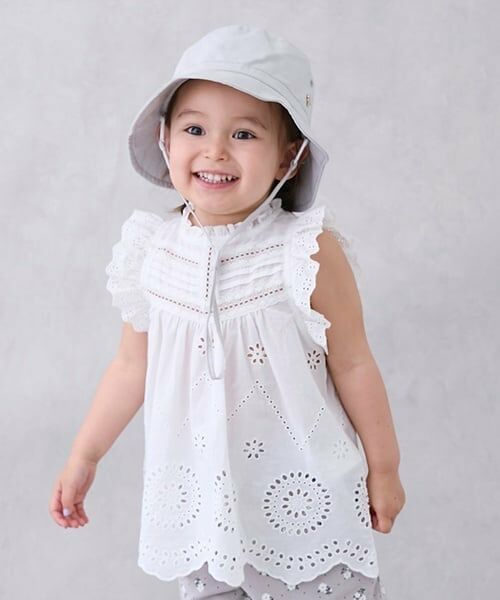 petit main / プティマイン Tシャツ | 【リンク】オーバーレースチュニック(キッズ)（オフ ホワイト）