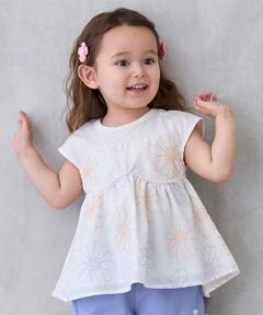 petit main / プティマイン Tシャツ | 【リンク】お花刺しゅうドッキングT(キッズ)