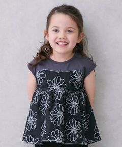 petit main / プティマイン Tシャツ | 【リンク】お花刺しゅうドッキングT(キッズ)