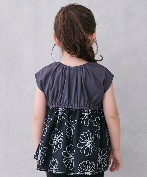 petit main / プティマイン Tシャツ | 【リンク】お花刺しゅうドッキングT(キッズ) | 詳細3