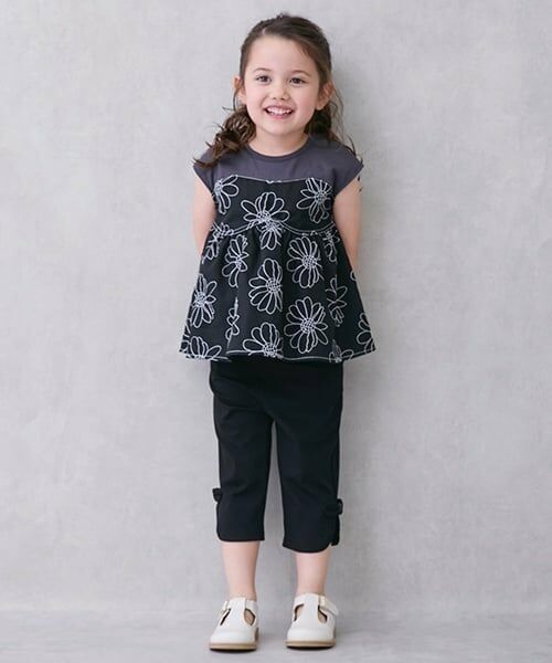 petit main / プティマイン Tシャツ | 【リンク】お花刺しゅうドッキングT(キッズ) | 詳細4