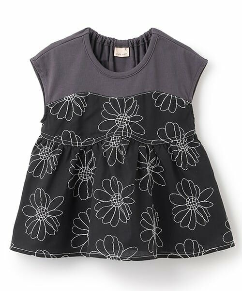 petit main / プティマイン Tシャツ | 【リンク】お花刺しゅうドッキングT(キッズ) | 詳細6