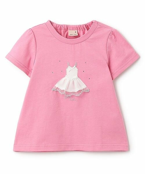 petit main / プティマイン Tシャツ | 【防汚/リンク】キラキラモチーフTシャツ（ピンク）