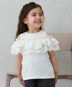 petit main / プティマイン Tシャツ | 【接触冷感/リンク】オフショルレースT