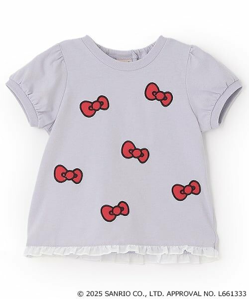 petit main / プティマイン Tシャツ | 【サンリオキャラクターズ】リボンアップリケTシャツ（グレー）
